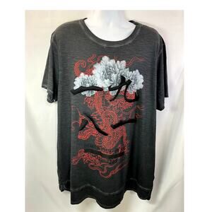 GUESS Men's Floral Dragon 1981 Long Line Fit T-Shirt Size 2XL